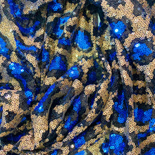 Load image into Gallery viewer, Blue Stretch Leopard Sequin on Mesh