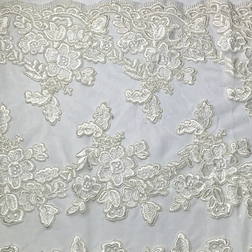 Ivory Embroidered Floral Lace