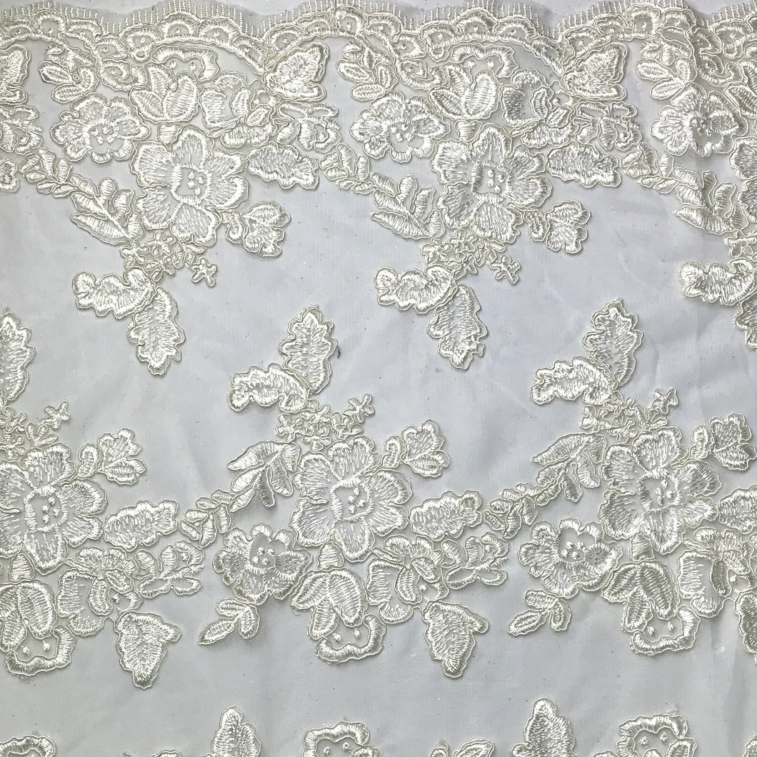 Ivory Embroidered Floral Lace
