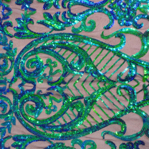 Blue/Green Iridescent Baroque Sequin Stretch