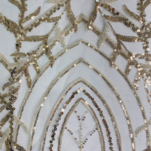 Load image into Gallery viewer, Beige Arch Beaded Fabric by the Yard