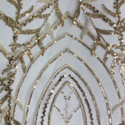 Beige Arch Beaded Fabric by the Yard