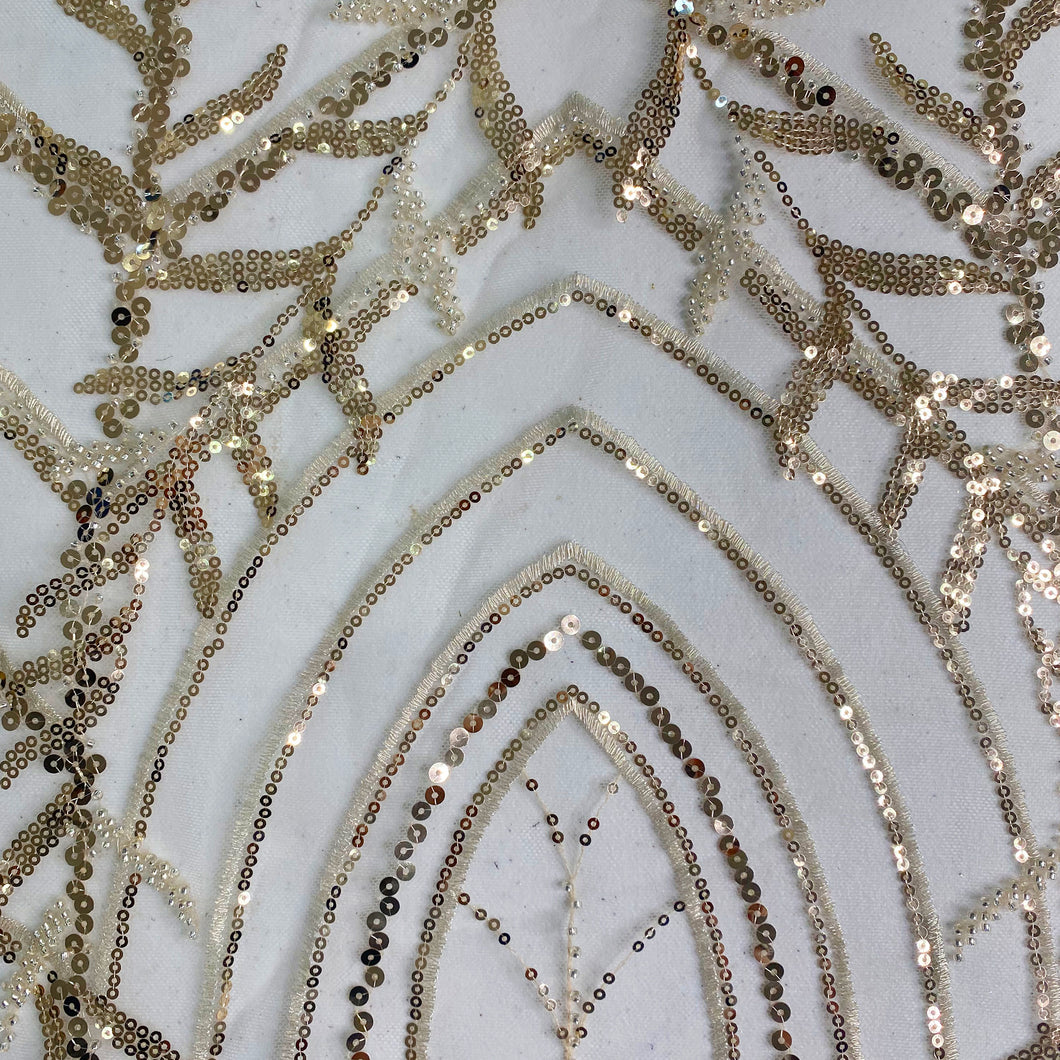 Black Arch Beaded Fabric by the Yard