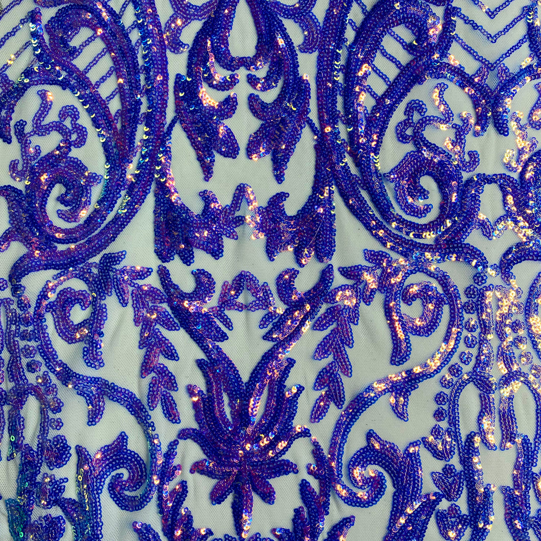 Purple/Blue Iridescent Baroque Sequin Stretch