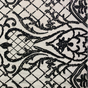 Beige Regal Beaded Fabric by the Yard