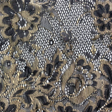 Load image into Gallery viewer, Black/Gold Chantilly Lace by the yard