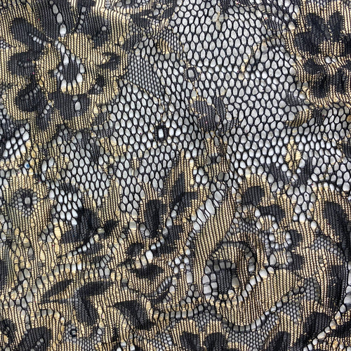 Black/Gold Chantilly Lace by the yard