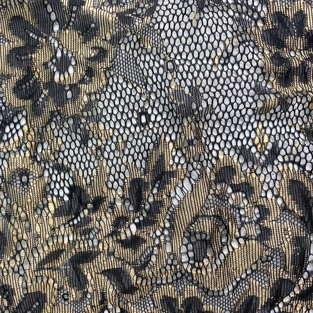 Black/Gold Chantilly Lace by the yard