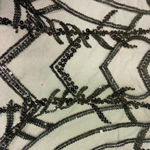 Load image into Gallery viewer, Black Arch Beaded Fabric by the Yard