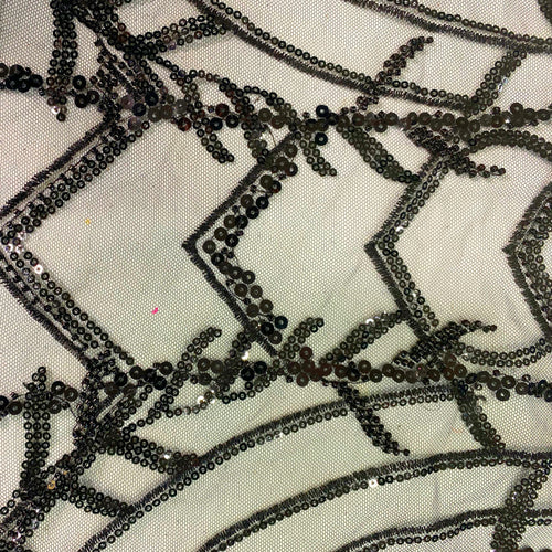 Black Arch Beaded Fabric by the Yard