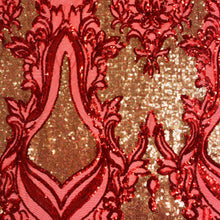Load image into Gallery viewer, Red/Gold Mesh Fleur Sequin Stretch