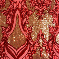Red/Gold Mesh Fleur Sequin Stretch