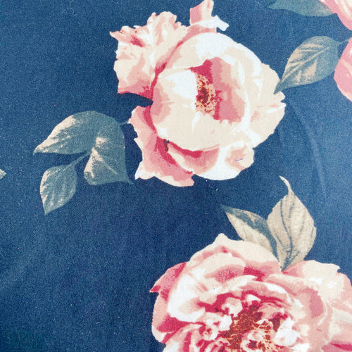 Rose on Black Floral Stretch Spandex Knit