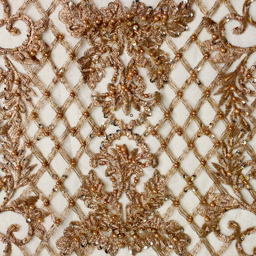 Mauve Crosshatch Floral beading