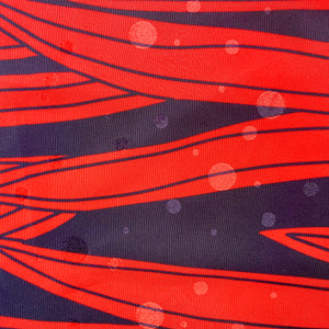 Red/ Black Patterned Crepe fabric