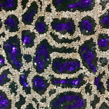 Load image into Gallery viewer, Blue Stretch Leopard Sequin on Mesh