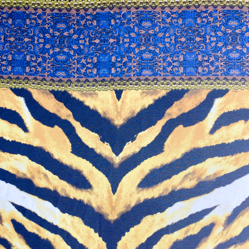 Tiger Print Chiffon Border Print Woven Fabric