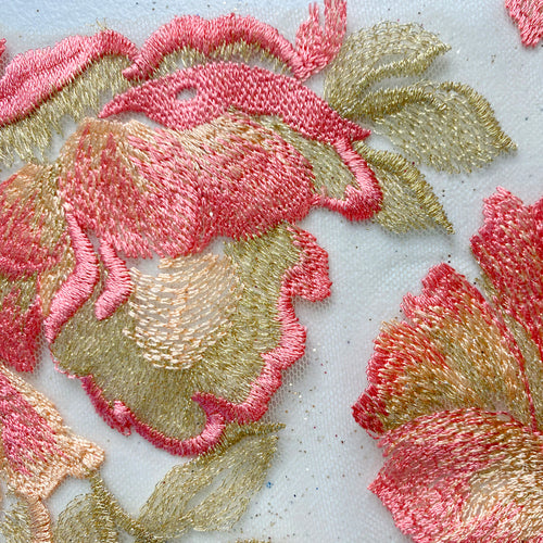 Pink/Green Floral Lace Embroidery