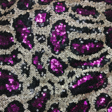 Load image into Gallery viewer, Fuschia Stretch Leopard Sequin on Mesh