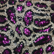Fuschia Stretch Leopard Sequin on Mesh