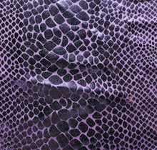 Load image into Gallery viewer, Purple metallic python print on purple spandex