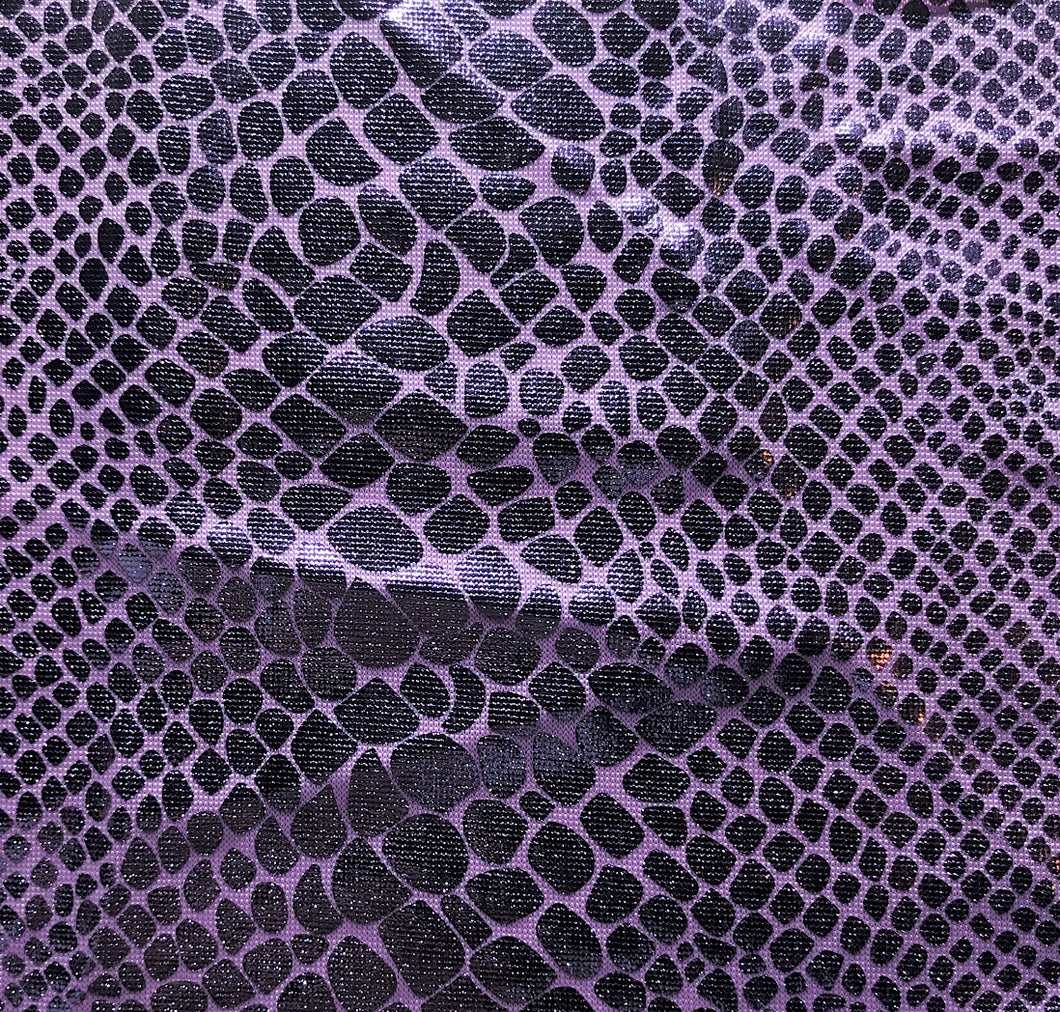 Purple metallic python print on purple spandex