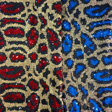 Load image into Gallery viewer, Blue Stretch Leopard Sequin on Mesh