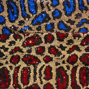 Fuschia Stretch Leopard Sequin on Mesh