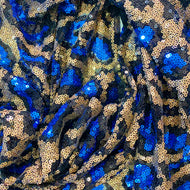Blue Stretch Leopard Sequin on Mesh