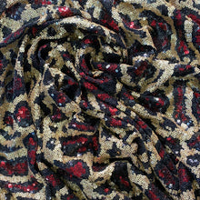 Load image into Gallery viewer, Fuschia Stretch Leopard Sequin on Mesh