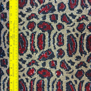 Fuschia Stretch Leopard Sequin on Mesh