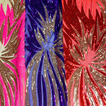 Load image into Gallery viewer, Burst Sequins 4 way Stretch on Mesh