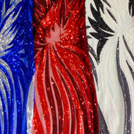 Burst Sequins 4 way Stretch on Mesh