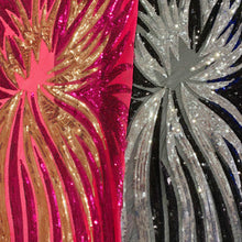 Load image into Gallery viewer, Burst Sequins 4 way Stretch on Mesh