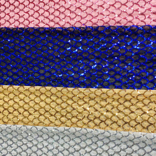 Sequin Mermaid Scale Stretch Mesh 4 way