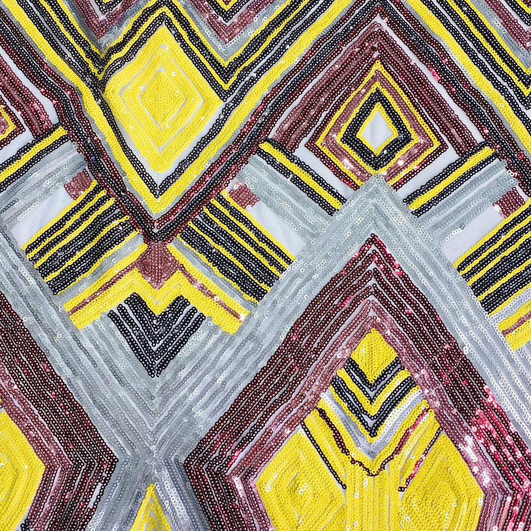 Geometric Stripe Sequin Fabric 3 colors