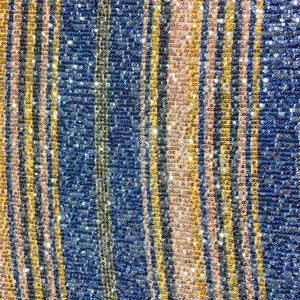 Blue/Yellow Multicolor Striped Sequin Stretch 4 ways