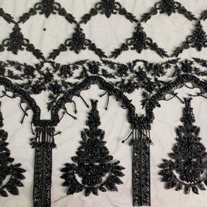 Black Beaded Lace Embroidered