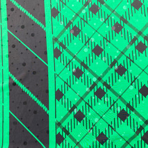 Green/ Black Patterned Crepe fabric