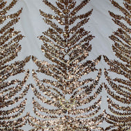 Rose Gold Sequin Branch Lace on Mesh