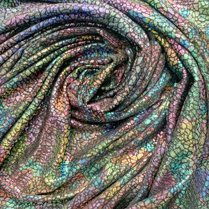 Black Crackle Pop Mult-icolor Stretch Fabric