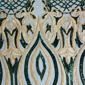 Emerald/Gold Regal Sequinon Mesh