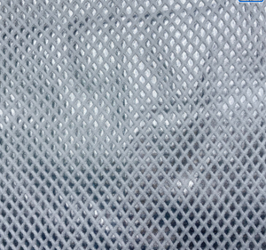 Metallic Silver Spandex & White Fishnet Fabric