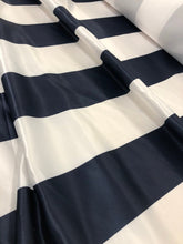 Load image into Gallery viewer, Navy &amp; White Satin Striped