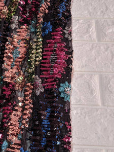 Multicolor Floral Sequin 4 way Stretch on Mesh