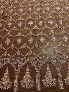 Black Beaded Lace Embroidered