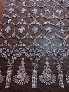 Black Beaded Lace Embroidered