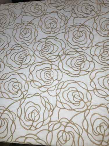 Gold & white Floral Embroidered on net