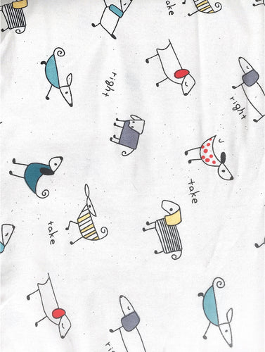 Take Right Dog Printed Cotton Fabric