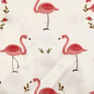 Neutral Flamingo Printed Cotton Fabric